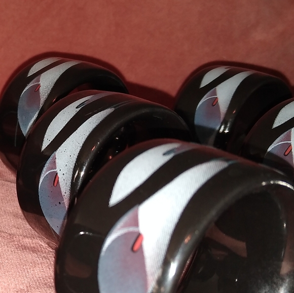 Vintage 80s 90s Goth Mikasa Opus Black Calla Lily Floral Napkin Rings Whimsygoth - Picture 2 of 10